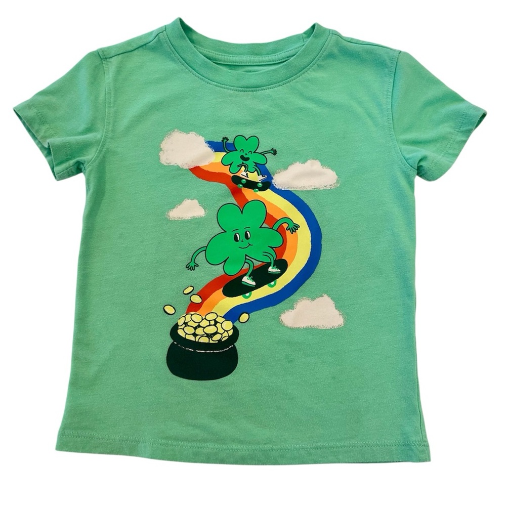 Cat‎ & Jack St Patricks Day Rainbow and Shamrock Green T-Shirt 3T